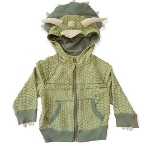 Oshkosh Green Dino Zip Up Hoodie Jacket, Size 12m